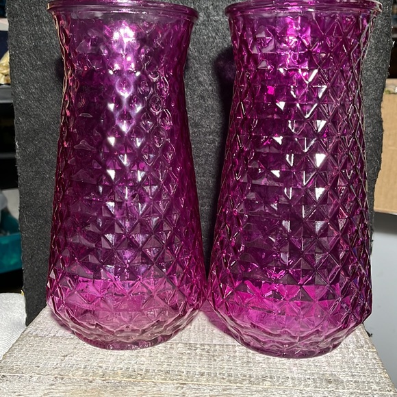 Paula Accents 2 Flower Vases By Paula Hot Pink Diamond Cut Dps